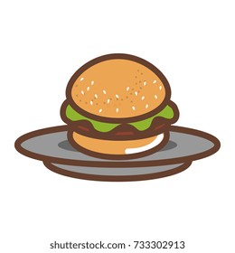 dish with delicious burger isolated icon