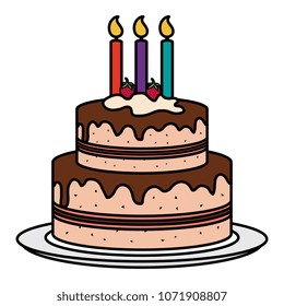 dish with delicious cake celebration
