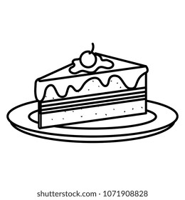 dish with delicious cake portion