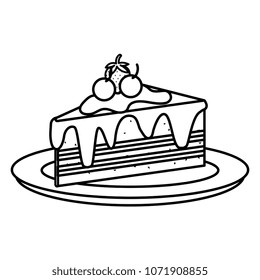 dish with delicious cake portion