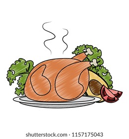 dish with delicious chicken and vegetables