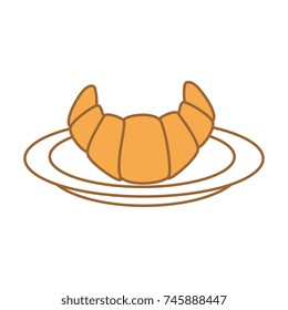 dish with delicious croissant