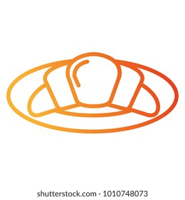 dish with delicious croissant bread icon