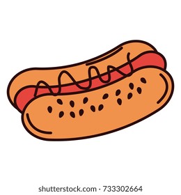 dish with delicious hot dog vector illustration design