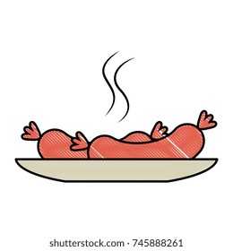 dish with delicious sausages