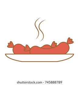 dish with delicious sausages