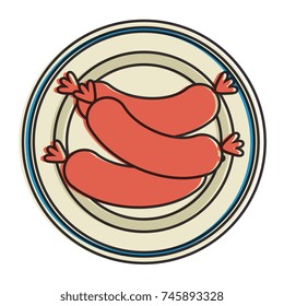 dish with delicious sausages