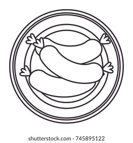 dish with delicious sausages