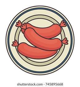 dish with delicious sausages