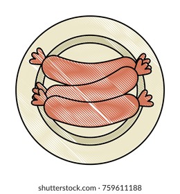 dish with delicious sausages