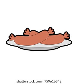 dish with delicious sausages