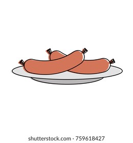 dish with delicious sausages