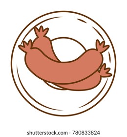 dish with delicious sausages isolated icon