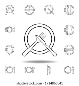 Dish didn't like , table etiquette icon. Set can be used for web, logo, mobile app, UI, UX on white background