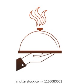 Dish dome on waiter hand red lines