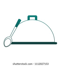 Dish dome with spoon blue lines