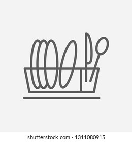 Dish drainer icon line symbol. Isolated vector illustration of  icon sign concept for your web site mobile app logo UI design.