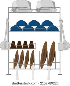 Dish Drying Rack for Kitchen Vector Illustration