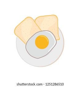 dish with egg fried and bread toast