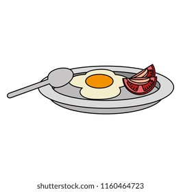 dish with egg fried and tomato