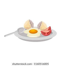 dish with egg fried and tomato