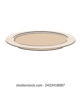 Dish, Empty plate with knife and fork  isolated on a white background. Plate circle icon with long shadow. Flat design style.