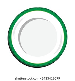 Dish, Empty plate with knife and fork  isolated on a white background. Plate circle icon with long shadow. Flat design style.