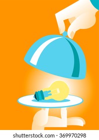 Dish with an excellent idea. Vector illustration