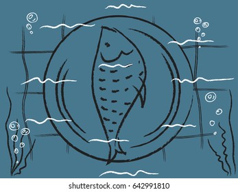 The dish from fish on the table bottom sea
