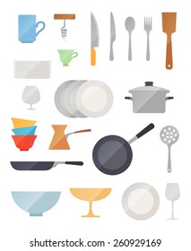Dish flat vector set on white background