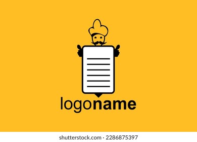 Dish Food Recipe Sheet paper bubble chat with Chef Hat for Restaurant Cafe Bar Menu logo design inspiration