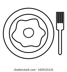 dish and fork with egg fried