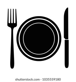 dish with fork and knife