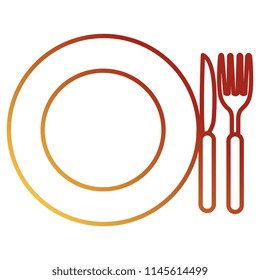 dish with fork and knife