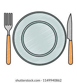 dish with fork and knife