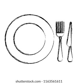 dish with fork and knife