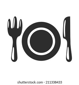Dish  fork and knife black icon