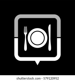 Dish fork and knife  - black vector icon