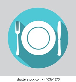 Dish fork and knife icon