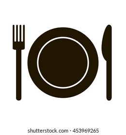 Dish fork and knife icon isolated on white background. Vector illustration