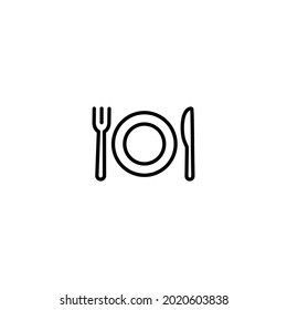 Gericht, Gabel, Messersymbol, Restaurantzeichen, Vektorgrafik