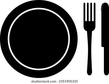 dish, fork and knife icon. Symbol vector Illustration.