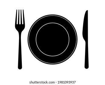 Dish fork knife icons. Cutlery design on white backdrop. Silverware in flat design. Food symbols for restaurant, bar, cafe. Tableware set. Vector illustration.