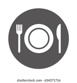 dish with fork and knife isolated icon