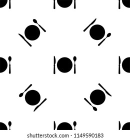 Dish Fork Knife Spoon Icon Seamless Pattern Vector Art Illustration