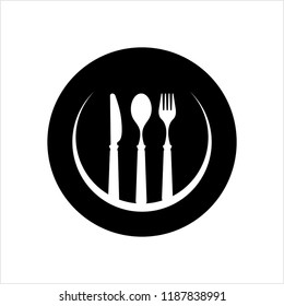 Dish Fork Knife Spoon Icon Vector Art Illustration