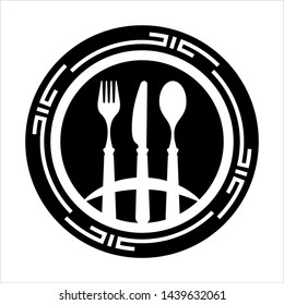 Dish Fork Knife Spoon Icon Vector Art Illustration