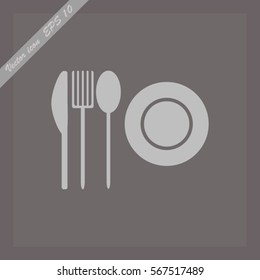 dish, fork, knife, spoon, vector icon
