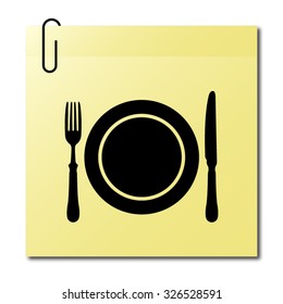 Dish, fork and knife - vector icon