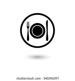 Dish fork and knife - vector icon with shadow